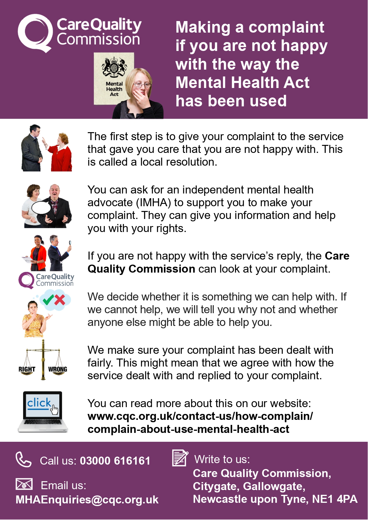 cqc mental health act complaints easyread poster