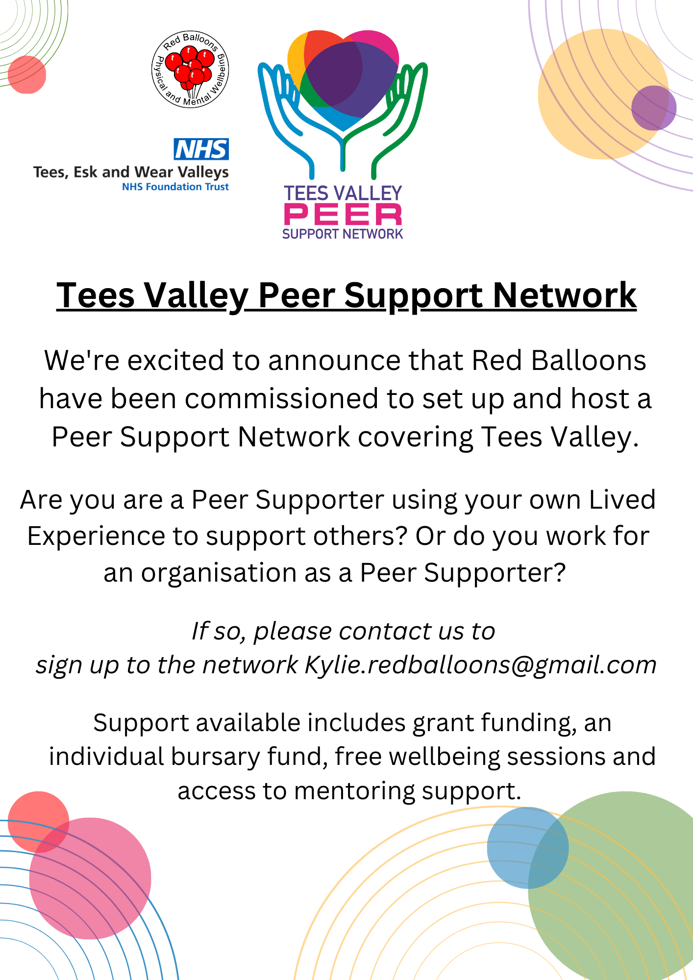 red balloons - peer support advert flyer