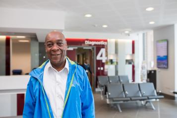 Man in waiting area