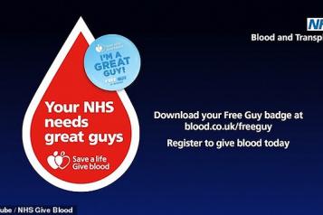 Your NHS needs great guys blood donation image