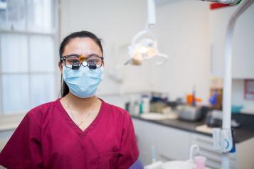 Female wearing face covering